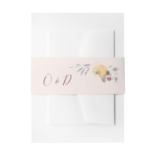 Bandeau De Faire-part Jardin romantique aquarelle mariage floral monogra