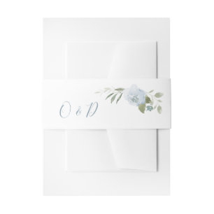 Bandeau De Faire-part Jardin romantique bleu poussiéreux mariage monogra