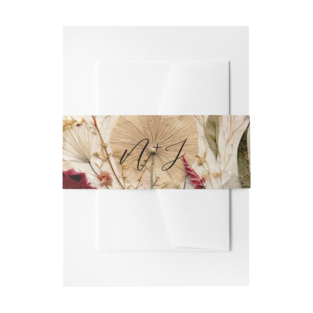 Bandeau De Faire-part Jardin Whimsical Pressé Fleurs Mariage bohème (Devant example)