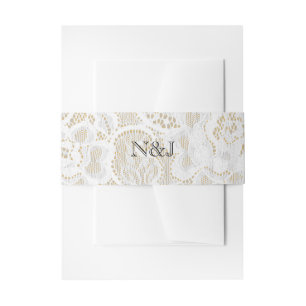 Bandeau De Faire-part Jaune & Blanc Dentelle Rustique Simple Élégant Mar