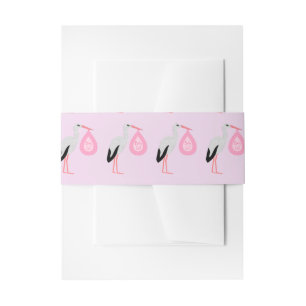 Bandeau De Faire-part Joli Baby shower de cigogne fille rose