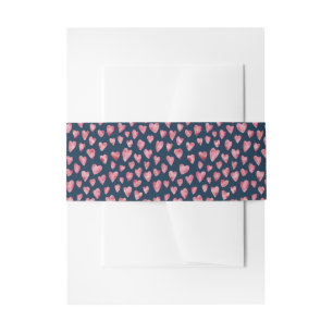 Bandeau De Faire-part Joli motif de cœur d'amour aquarelle rose