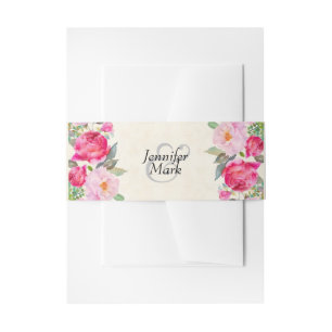 Bandeau De Faire-part Joli rose rose rose et Mariage frontalier de pivoi