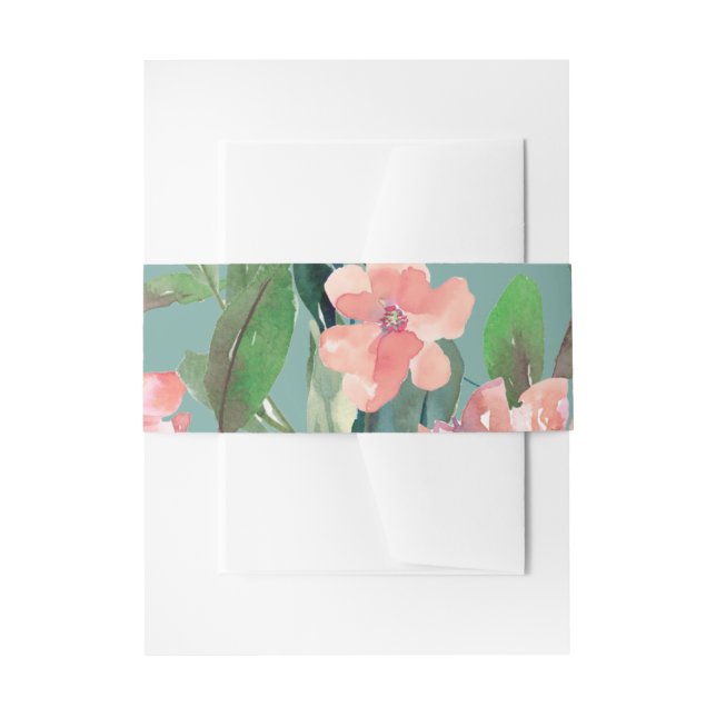 Bandeau De Faire-part Jolie aquarelle fleurit Mariage vert (Devant example)