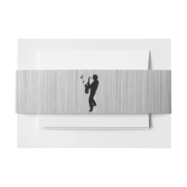 Bandeau De Faire-part Joueur de saxophone Silver (Devant Example)