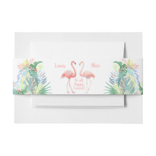 Bandeau De Faire-part Jour de mariage Monogramme Fairy Tale Flamant rose