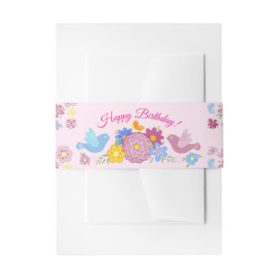 Bandeau De Faire-part Joyeux Anniversaire Fleurs Sauvages Jardin Oiseaux