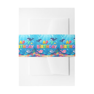 Bandeau De Faire-part Joyeux anniversaire nautique dauphin mignon