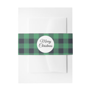 Bandeau De Faire-part Joyeux Noël motif carreaux vert Buffalo noir