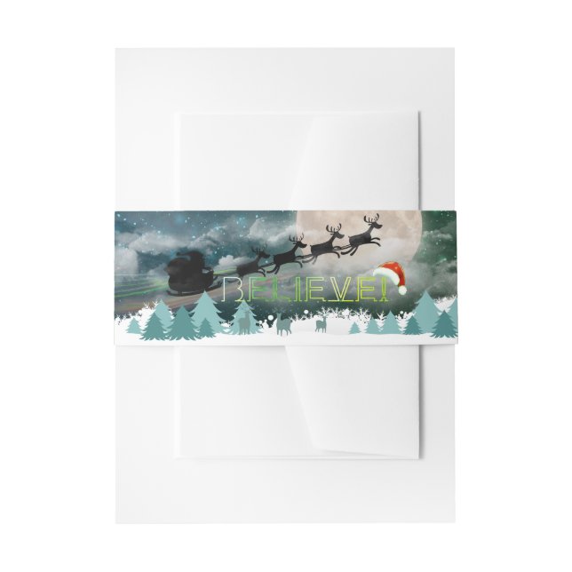 Bandeau De Faire-part Joyeux Noël Reindeer Sleigh voeux de vacances (Devant example)