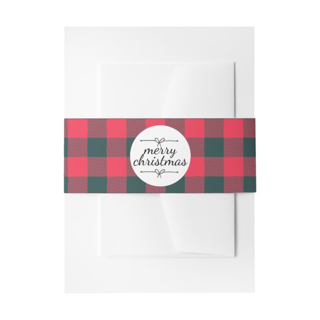Bandeau De Faire-part Joyeux Noël Rouge Buffalo Black Plaid Motif (Devant example)