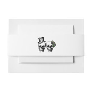 Bandeau De Faire-part Jusqu'à la mort gothique cœur floral crânes mariag