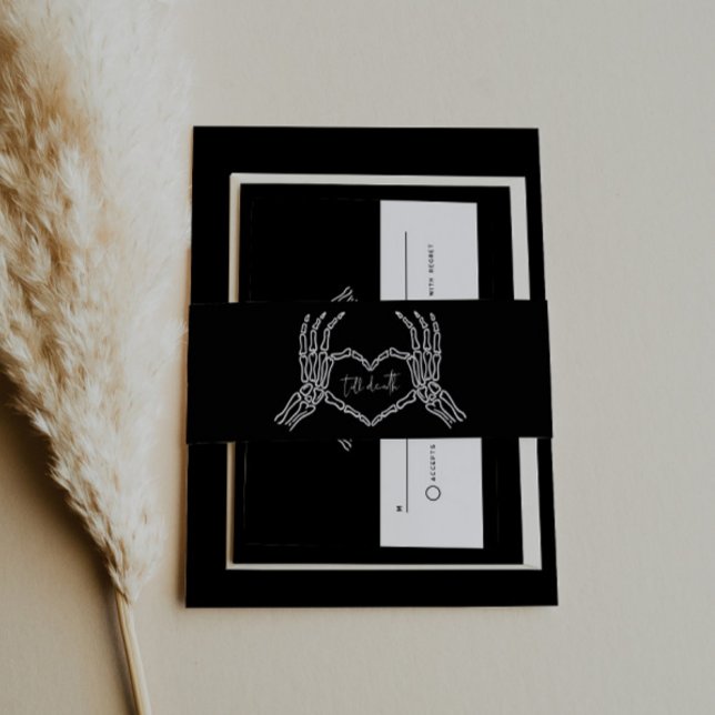 Bandeau De Faire-part Jusqu'à la mort Squelette Mains Faire-part de mari (Créateur téléchargé)