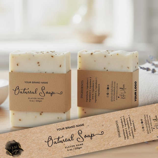 Bandeau De Faire-part Kraft Ajoutez votre logo Étiquette de bande abdomi (Créateur téléchargé)