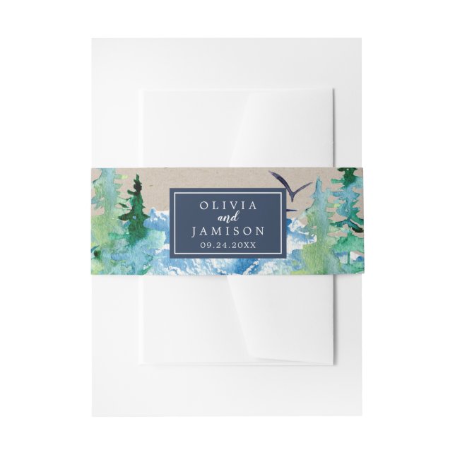 Bandeau De Faire-part Kraft Rocky Mountain Mariage Belly Band (Devant example)