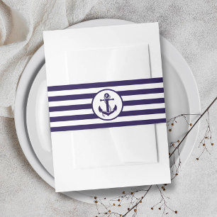 Bandeau De Faire-part La collection de mariage Navy Stripe Ancre Naútico