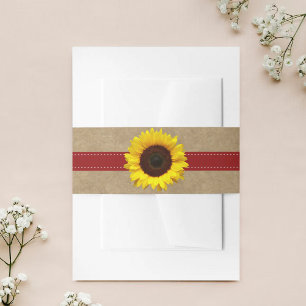 Bandeau De Faire-part La collection Kraft, Lace & Sunflower - Rouge