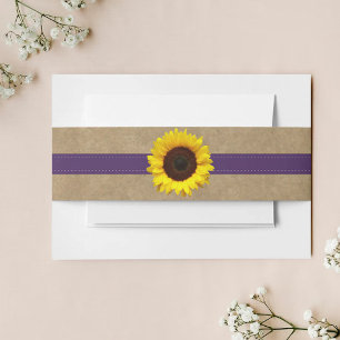 Bandeau De Faire-part La collection Kraft, Lace & Sunflower - Violet