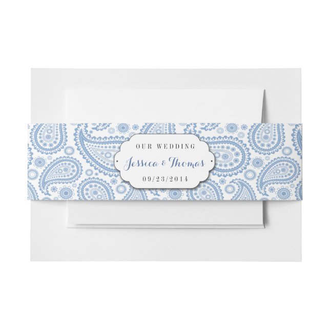 Bandeau De Faire-part La collection Mariage moderne Paisley - Bleu (Devant Example)