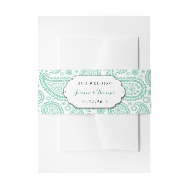 Bandeau De Faire-part La collection Mariage moderne Paisley - Vert (Devant example)