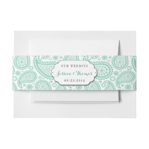 Bandeau De Faire-part La collection Mariage moderne Paisley - Vert