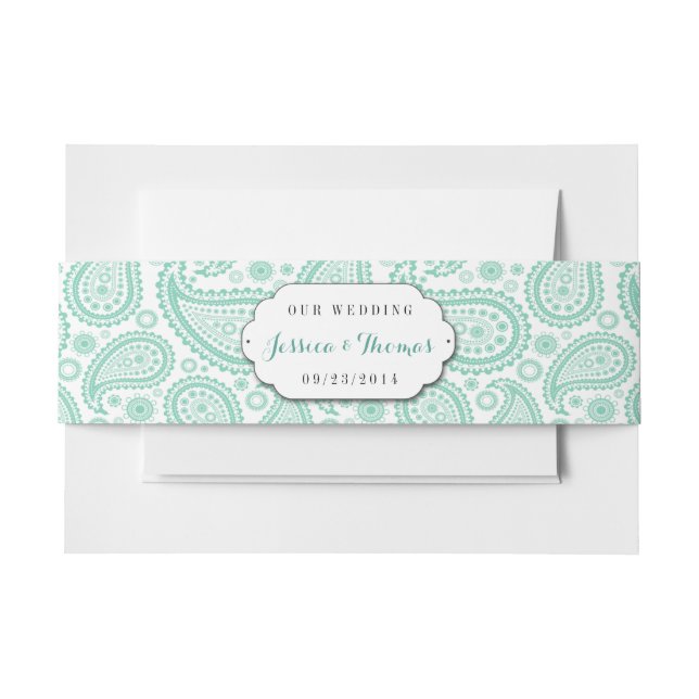 Bandeau De Faire-part La collection Mariage moderne Paisley - Vert (Devant Example)