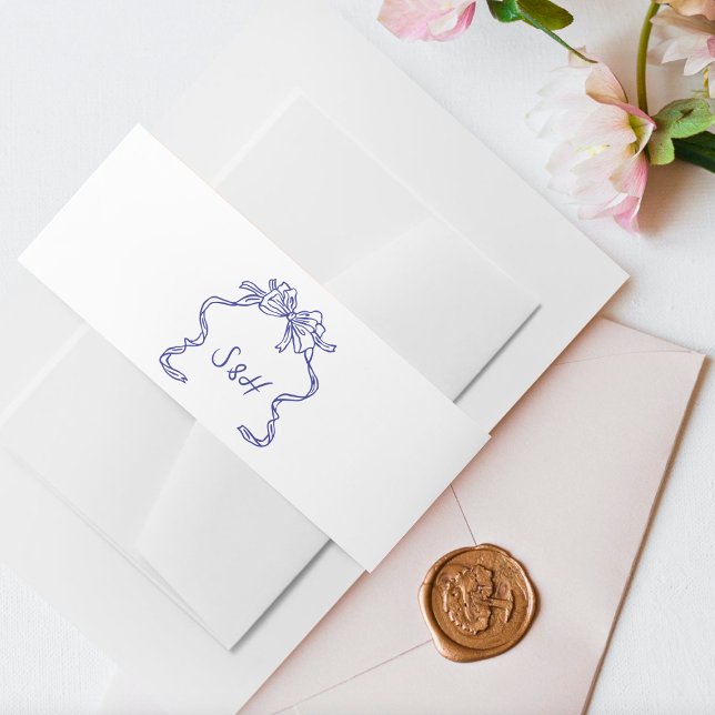 Bandeau De Faire-part La Dolce Vita Cobalt Blue Boho Mariage rétro (Créateur téléchargé)