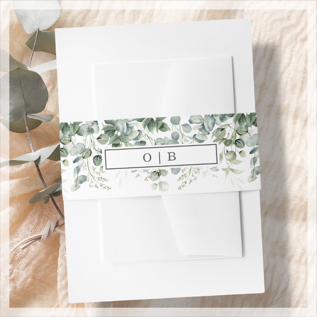 Bandeau De Faire-part La verdure | Mariage de monogramme blanc (Créateur téléchargé)