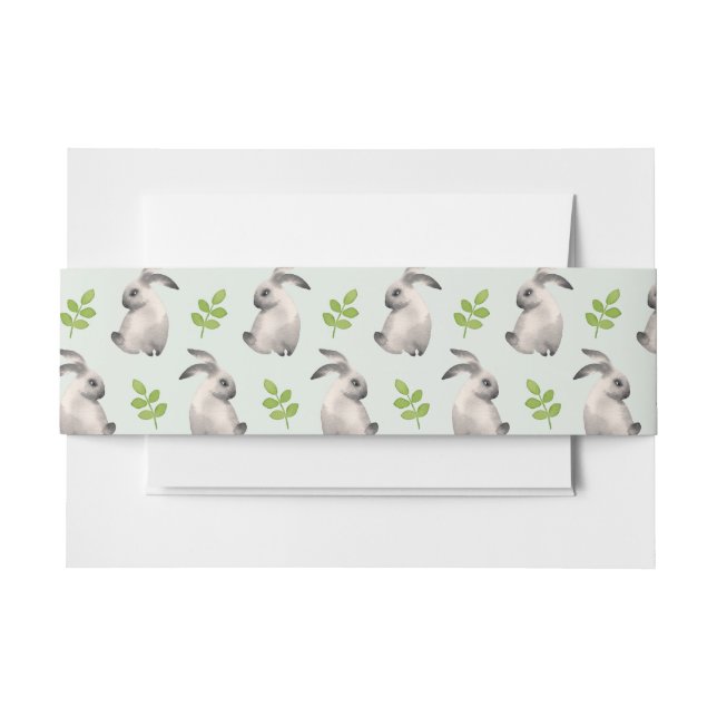 Bandeau De Faire-part Lapins d'aquarelle et herbe (Devant Example)