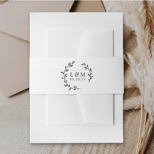 Bandeau De Faire-part Laurel Wreath Monogram Mariage