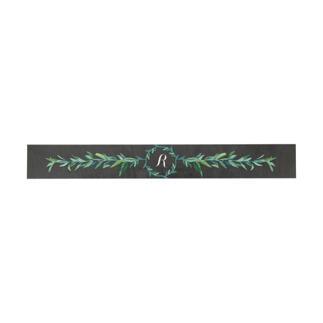 Bandeau De Faire-part Laurel Wreath Olive Leaf Branch Modern Chalkboard (Plat)