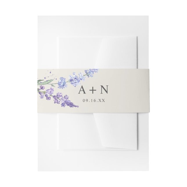 Bandeau De Faire-part Lavande romantique Aquarelle Monogramme floral (Devant example)