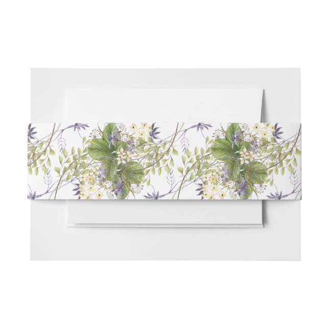 Bandeau De Faire-part Lavande Rustique & Fleurs sauvages Sage Blanc (Devant Example)