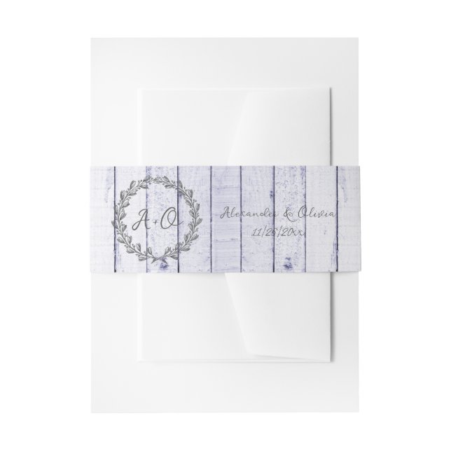 Bandeau De Faire-part Lavande Rustique Monogramme Invitation Bande Belly (Devant example)