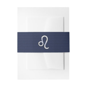 Bandeau De Faire-part Léo Zodiac Sign on Navy Blue Carbon Fiber Print