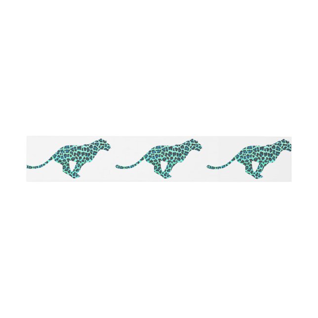 Bandeau De Faire-part Léopard noir et Turquoise (Plat)