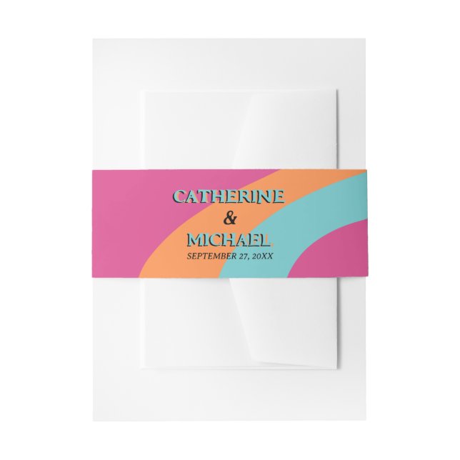 Bandeau De Faire-part Les années 70 rétro Super Fuchsia Mariage (Devant example)