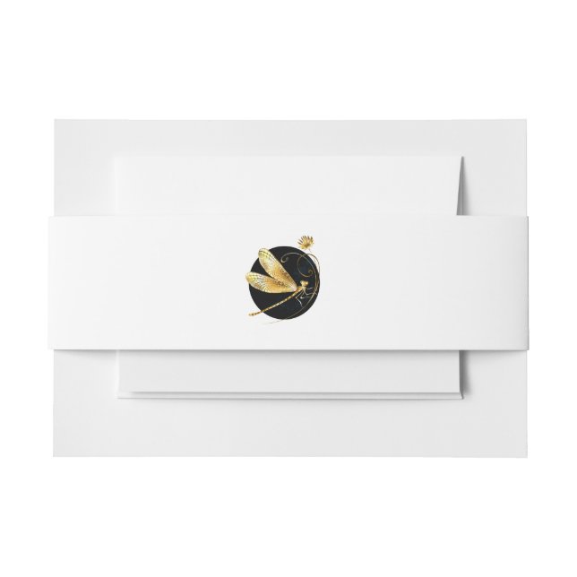 Bandeau De Faire-part libellule d'or en cercle noir (Devant Example)