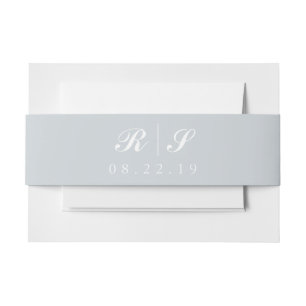 Bandeau De Faire-part Light Grey Belly Band, Monogramme modifiable