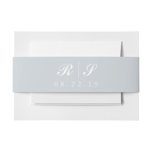 Bandeau De Faire-part Light Grey Belly Band, Monogramme modifiable (Devant Example)