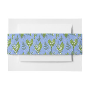 Bandeau De Faire-part Lily de Vallée avec des fougères Bleu moyen