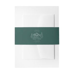 Bandeau De Faire-part Line Art Mountains Mariage Emerald Mariage