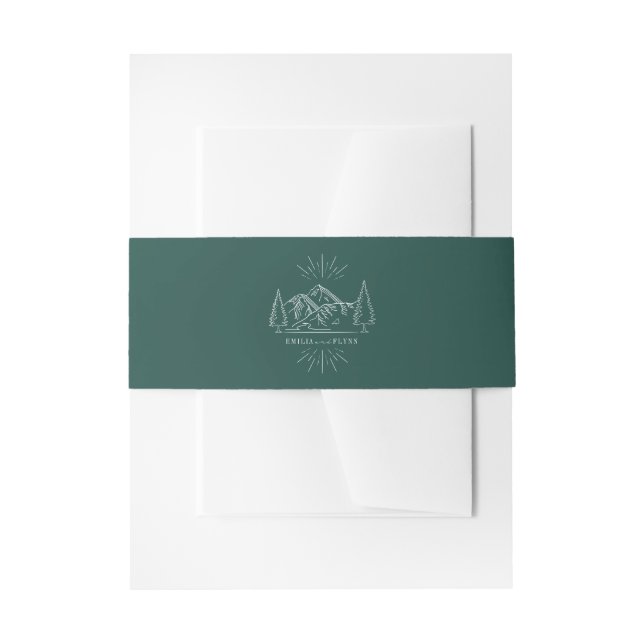 Bandeau De Faire-part Line Art Mountains Mariage Emerald Mariage (Devant example)