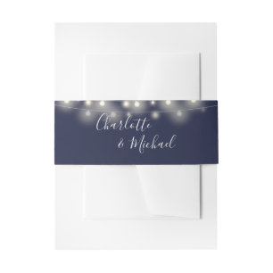 Bandeau De Faire-part Lumières de corde bleu marine Signature Script