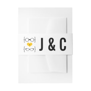 Bandeau De Faire-part Lunettes Geeky Jaune Mariage Belly Bandes