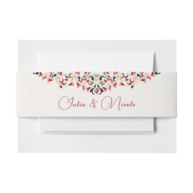 Bandeau De Faire-part Luxe Artistique Botanique Floral Mariage Paisley (Devant Example)