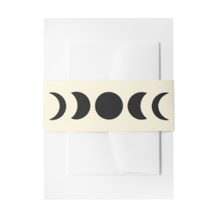 Bandeau De Faire-part Luxe Lunaire Noir & Crème Phase Lunaire Mariage