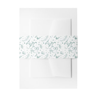 Bandeau De Faire-part M et Mme cute doodles vert sauge