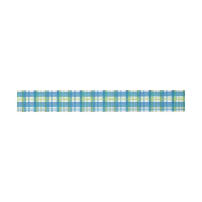 Bandeau De Faire-part Madras Plaid Green et Blue (Plat)