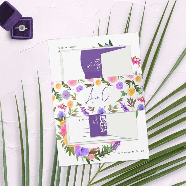 Bandeau De Faire-part Magenta Violet Jaune Casual Vibrant (Créateur téléchargé)